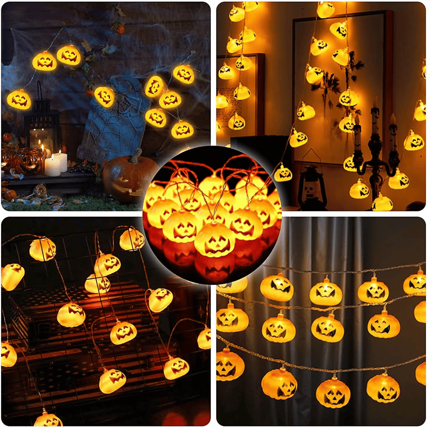 🎃Pack 3 guirnaldas calabaza led premium y 3 lámparas decorativas: AMBIENTES MÁGICOS Y MEMORABLES ❤️ ~ 60% OFF🎃🔥