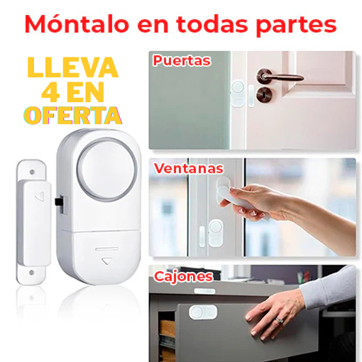 🛡️🔔 Alarma sensor de movimiento ~ Pack x4 Seguridad Completa + Ebook de REGALO 🔥