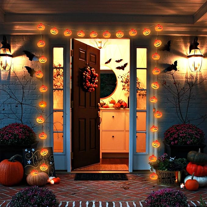 🎃Pack 3 guirnaldas calabaza led premium y 3 lámparas decorativas: AMBIENTES MÁGICOS Y MEMORABLES ❤️ ~ 60% OFF🎃🔥